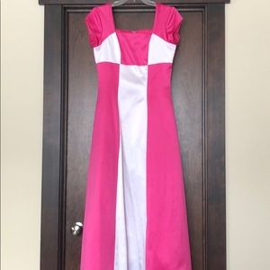 Pink and white prom dress